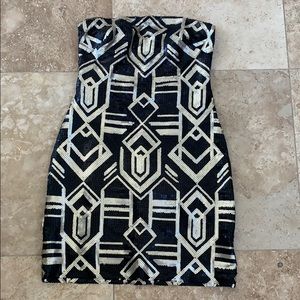 Ralph Lauren Evening Sequin Strapless Mini Dress